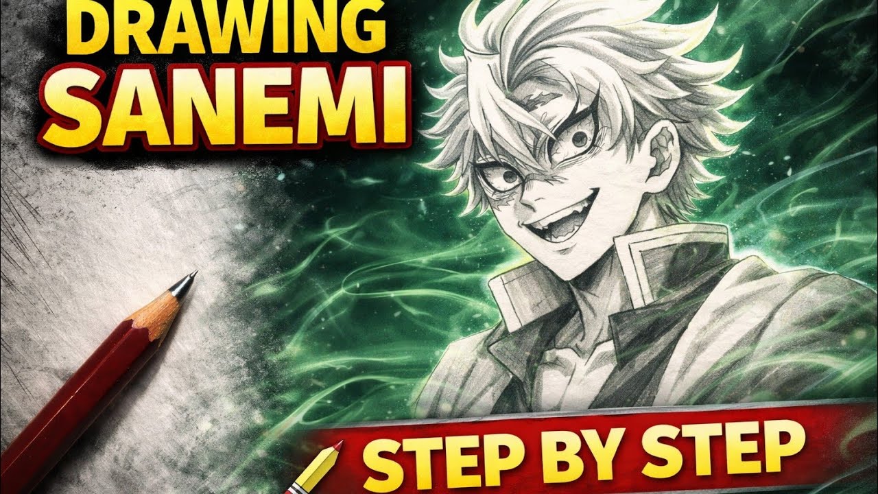 🔴 LIVE: sanemi shinazugawa | DemonSlayer, anime step by step drawing tutorial, pencil sketch,