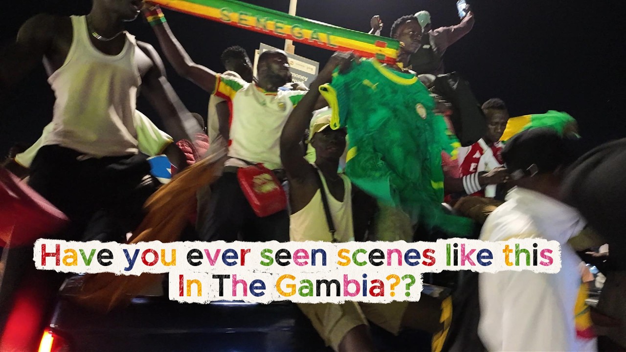 Senegal football celebrations in The Gambia as fans party