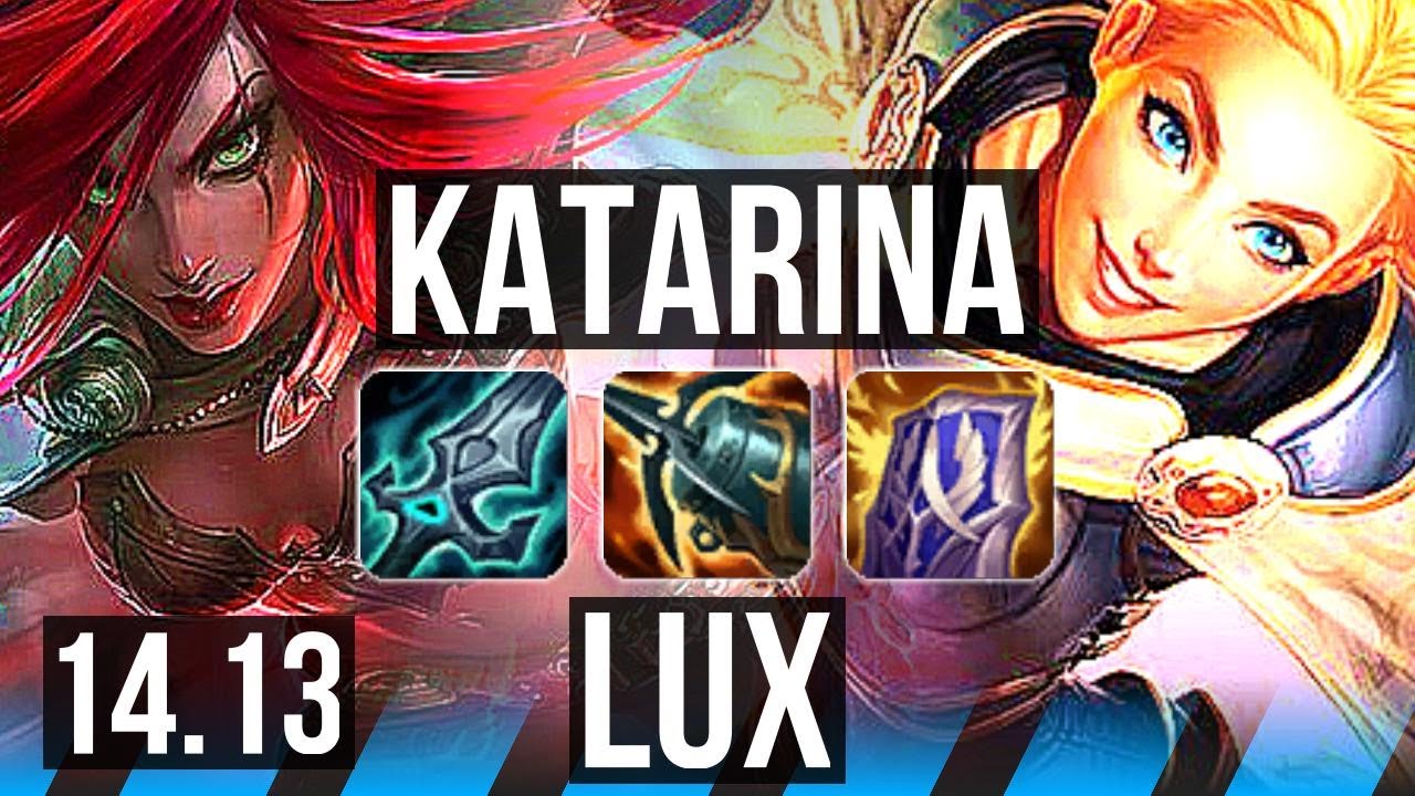 KATARINA vs LUX (MID) | Rank 7 Kata, 6 solo kills, Godlike, 47k DMG | EUNE Challenger | 14.13