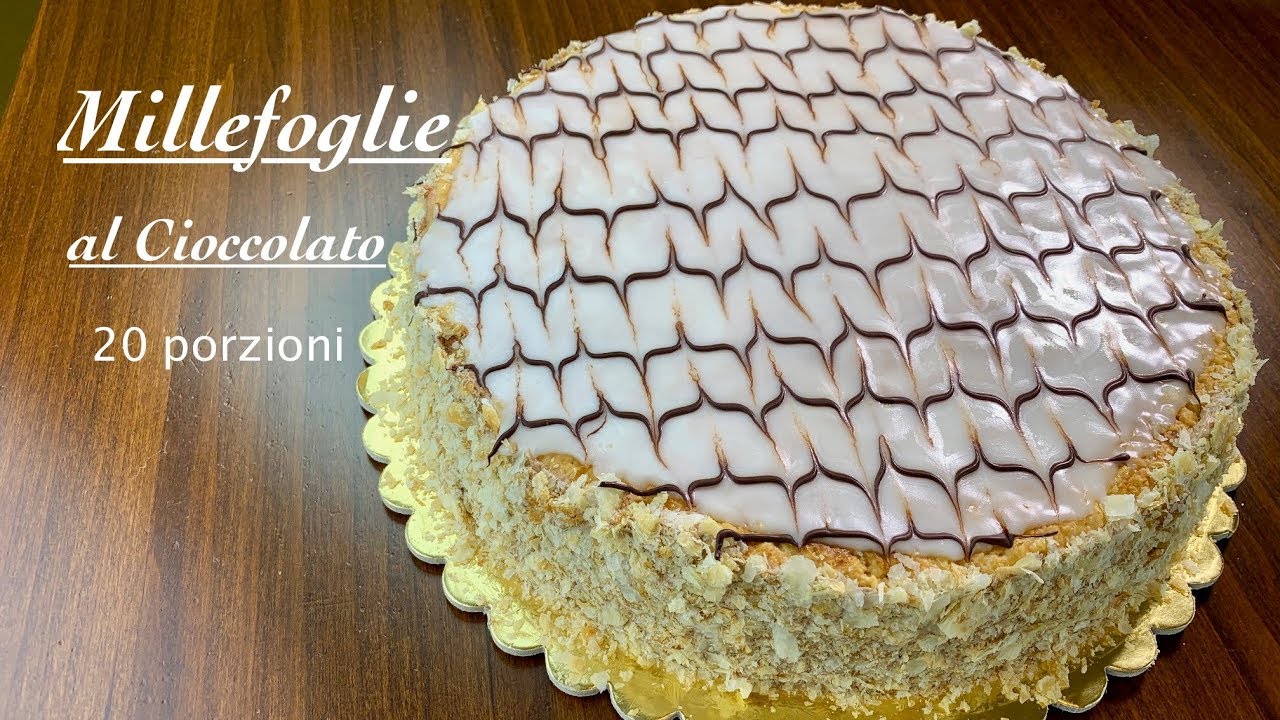 TORTA MILLEFOGLIE AL CIOCCOLATO 20 porzioni -  decorato con glassa di zucchero