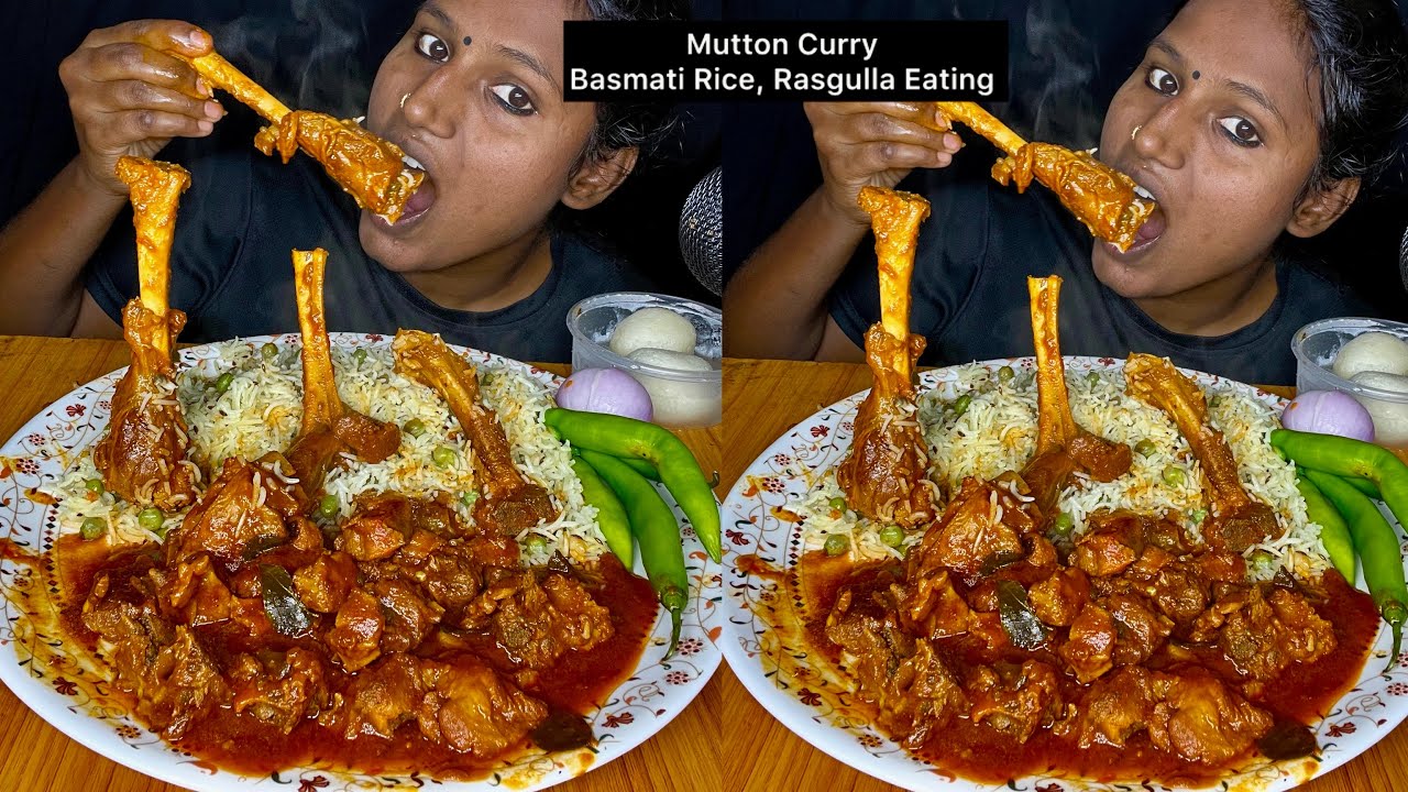 Mutton Curry, Basamati Rice, Rasgulla Eating Challenge | Video 95