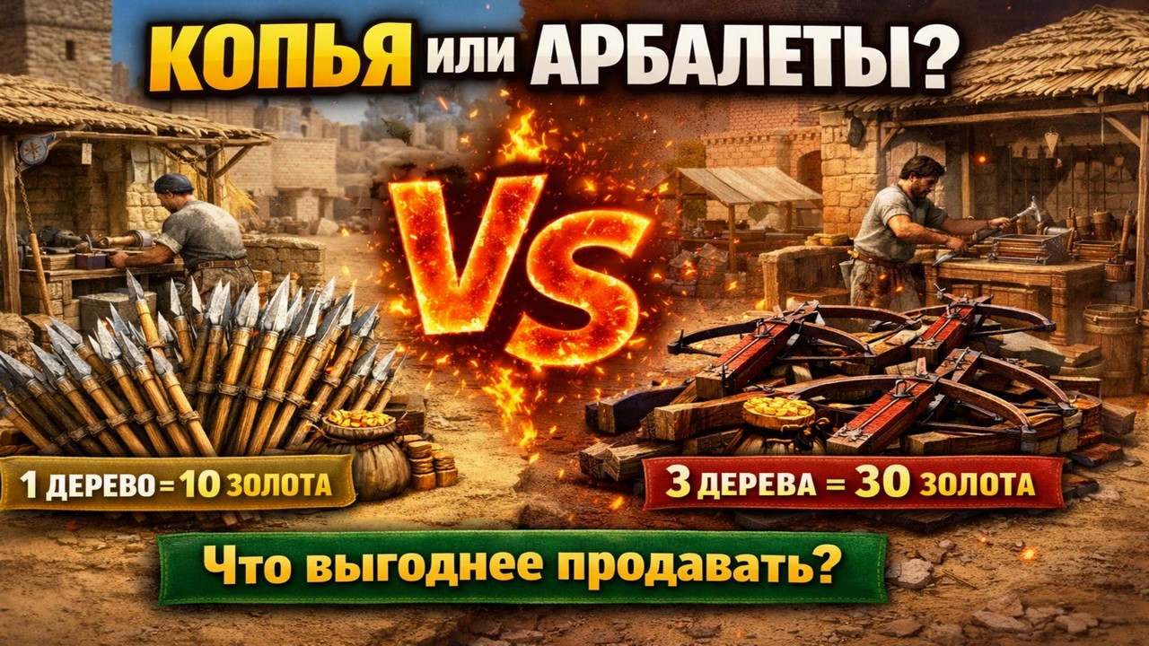Let's check which economy is more profitable in Stronghold Crusader DE: crossbows or spears.
