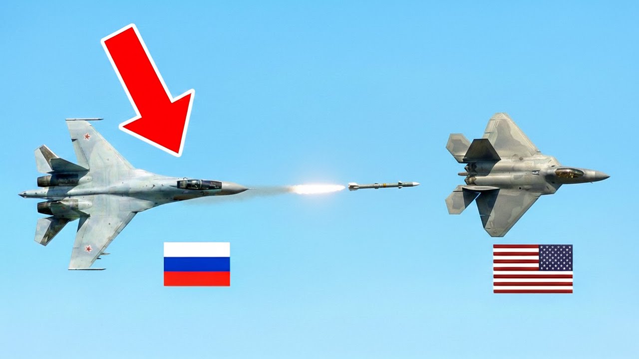 Russian Su 35 Flies TOO CLOSE to US F 22 Raptor - BIG MISTAKE