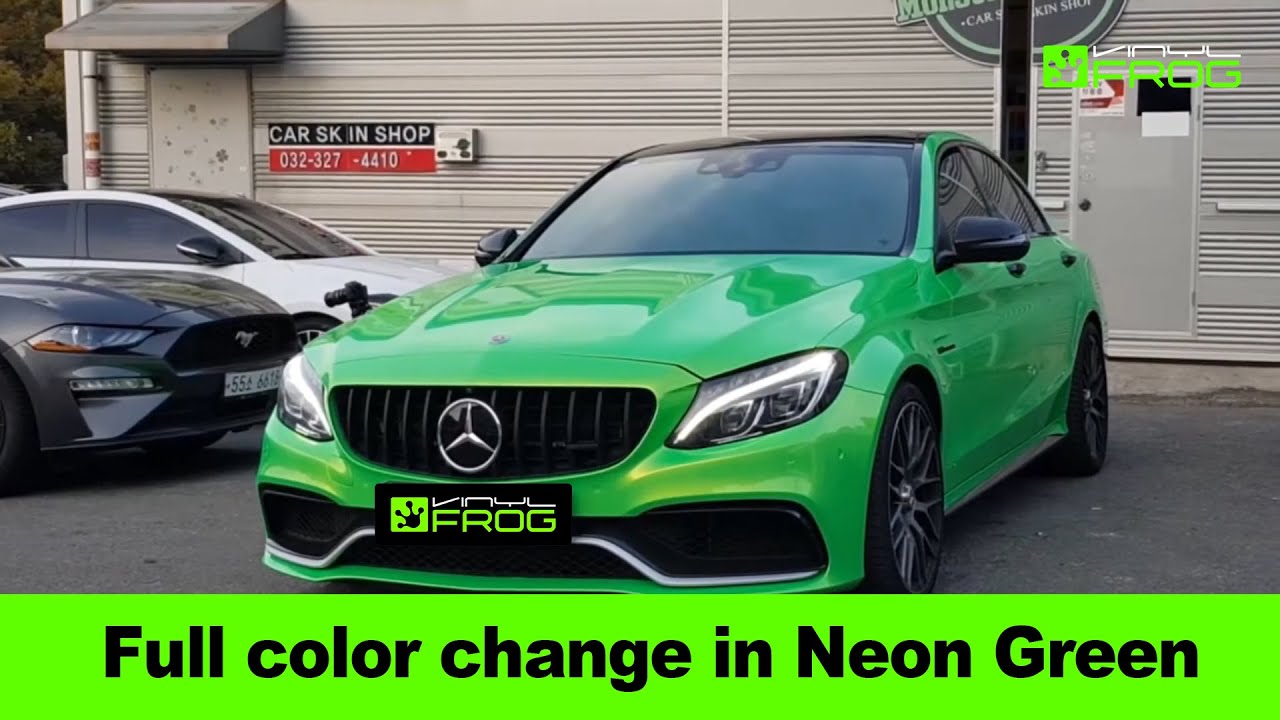 Benz Vinyl Wrap In *New Color* (VinylFrog Candy Metallic Neon Green)