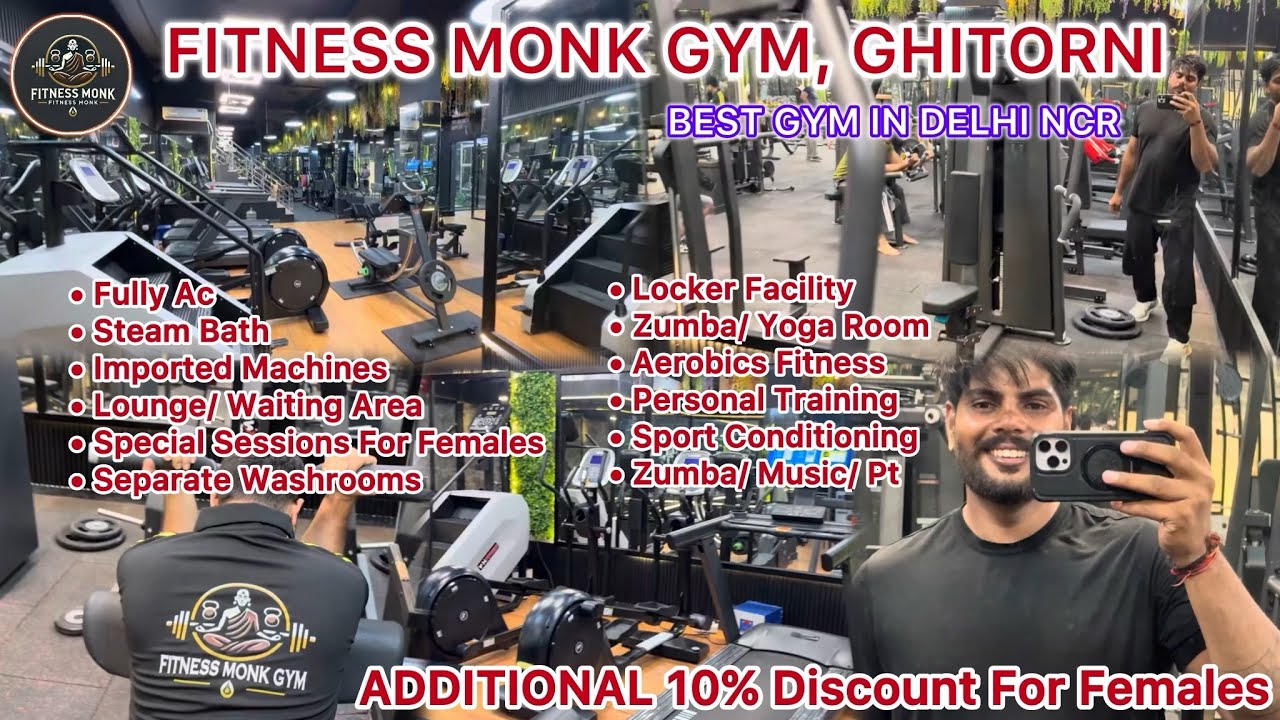 FITNESS MONK GYM, Ghitorni🤩 BEST GYM in DELHI NCR😍BIGGEST and LUXURIOUS GYM💯 #gym #delhincr #gurgaon