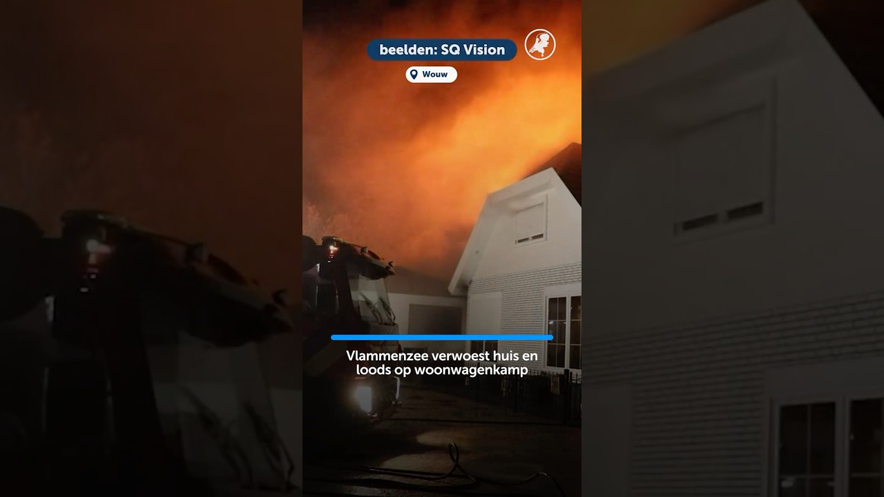 BRAND 🔥 Vlammenzee verwoest huis en loods op woonwagenkamp in Wouw | #hvnl #brand #nieuws