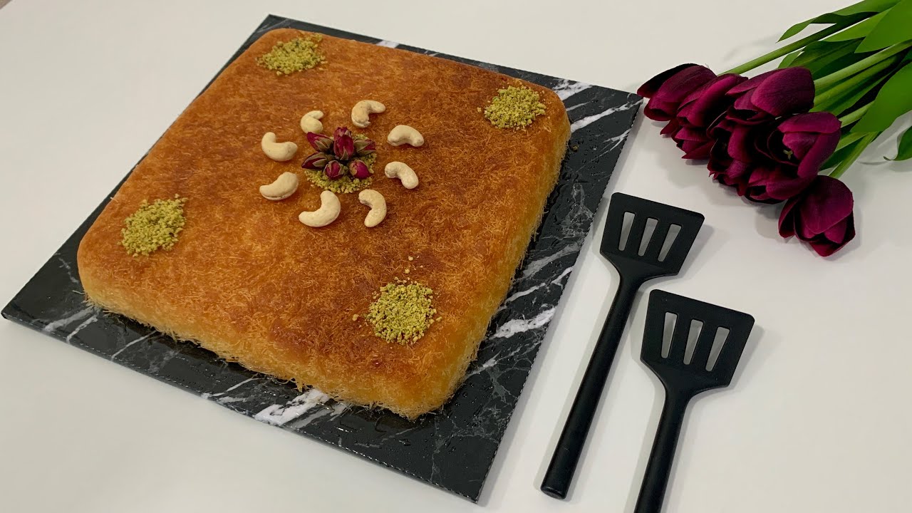 شیرینیەکی زۆر خۆش و بەتام،  دروستکردنی زۆر ئاسانە ، کونافە بە مەحەلەبی، shirini xosh ، كنافة بالقشطة