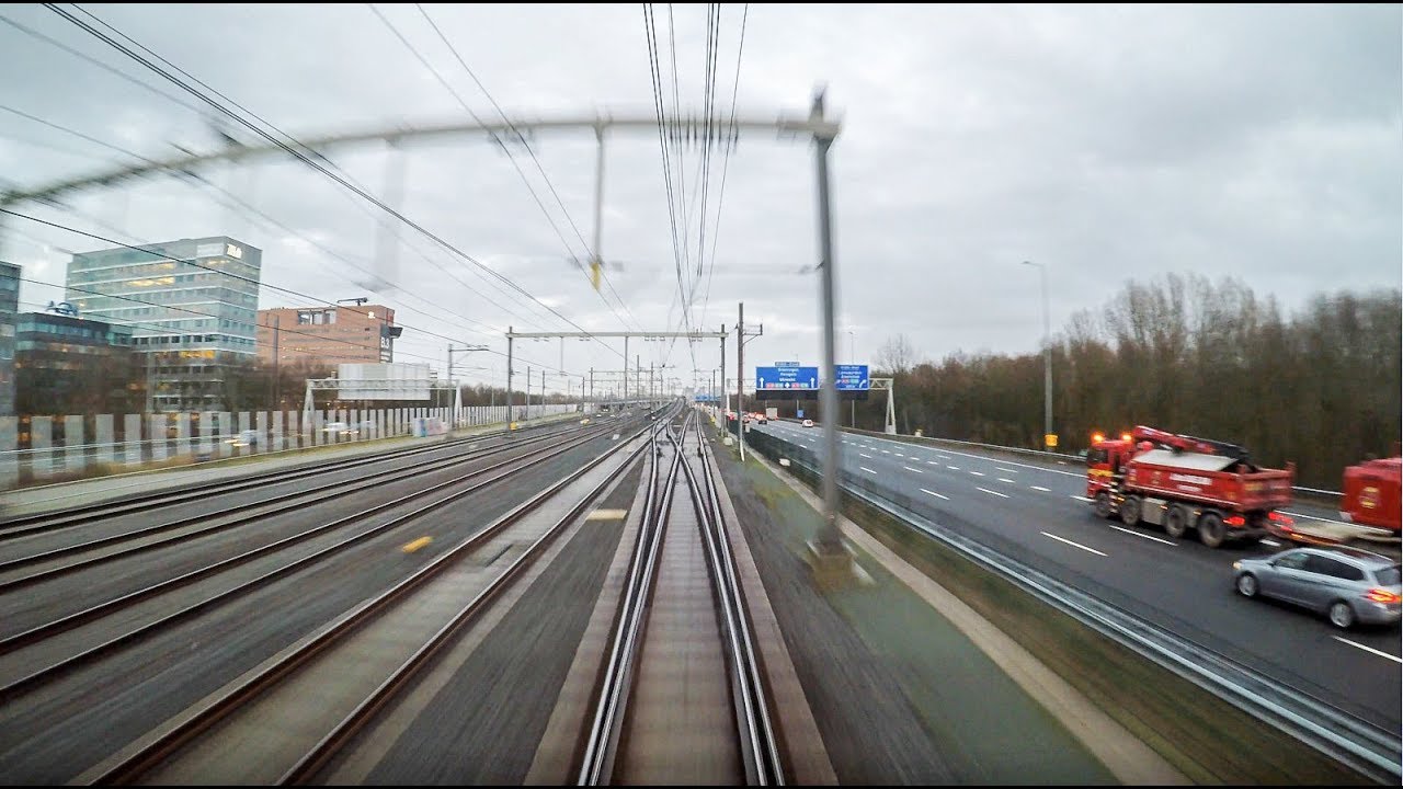 Train Cab Ride NL / Leiden – Schiphol Airport – Almere Centrum / DDZ Intercity / Jan 2018