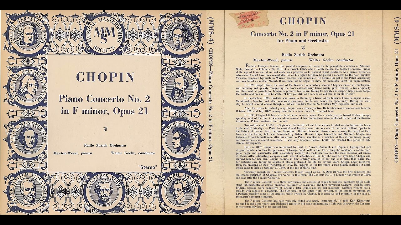 F. Chopin: 2. Klavierkonzert f-Moll op.21 | Noel Mewton-Wood, Radio-Orchester Zürich,Goehr |1948 |„S