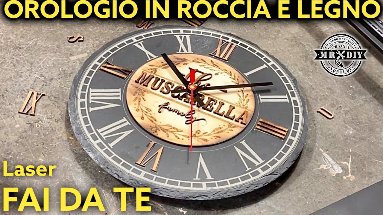 Fai da te. Ho fatto un orologio in roccia e legno. Kentoktool LE 400 pro. Incisione laser ardesia.