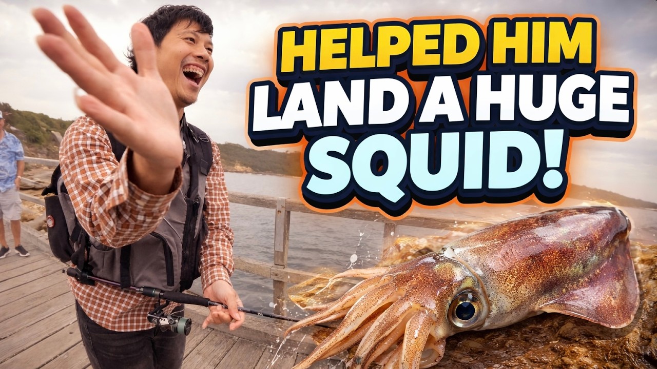 helped a guy pull a massive squid