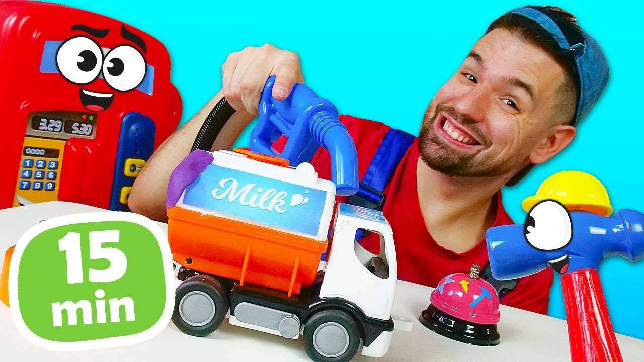 L’officina giocattolo e il meccanico delle macchinine. Si è rotto! Video per bambini