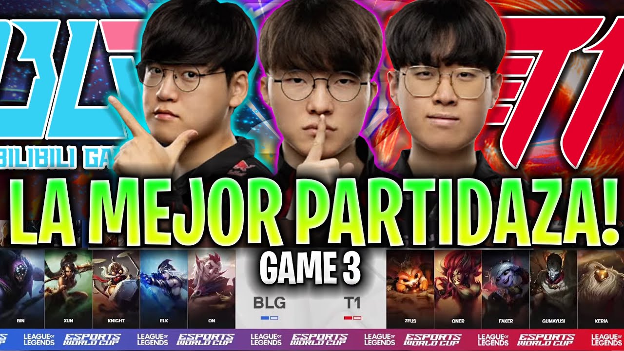 T1 DE FAKER HACE LA MEJOR PARTIDA DEL TORNEO! *MUY ÉPICO* - T1 vs BLG Game 3 EWC 2024 en Español