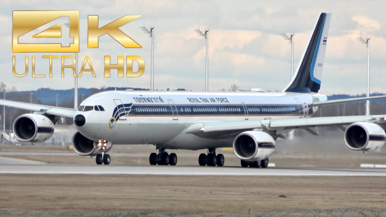 (4K) Royal Thailand Air Force Airbus A340-541 HS-TYV departure at Munich Airport MUC EDDM