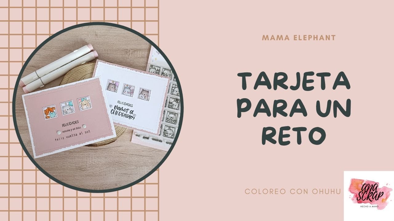Dos tarjetas para un mismo reto y con el mismo set de sellos de Mama Elephant y coloreo con Ohuhu.