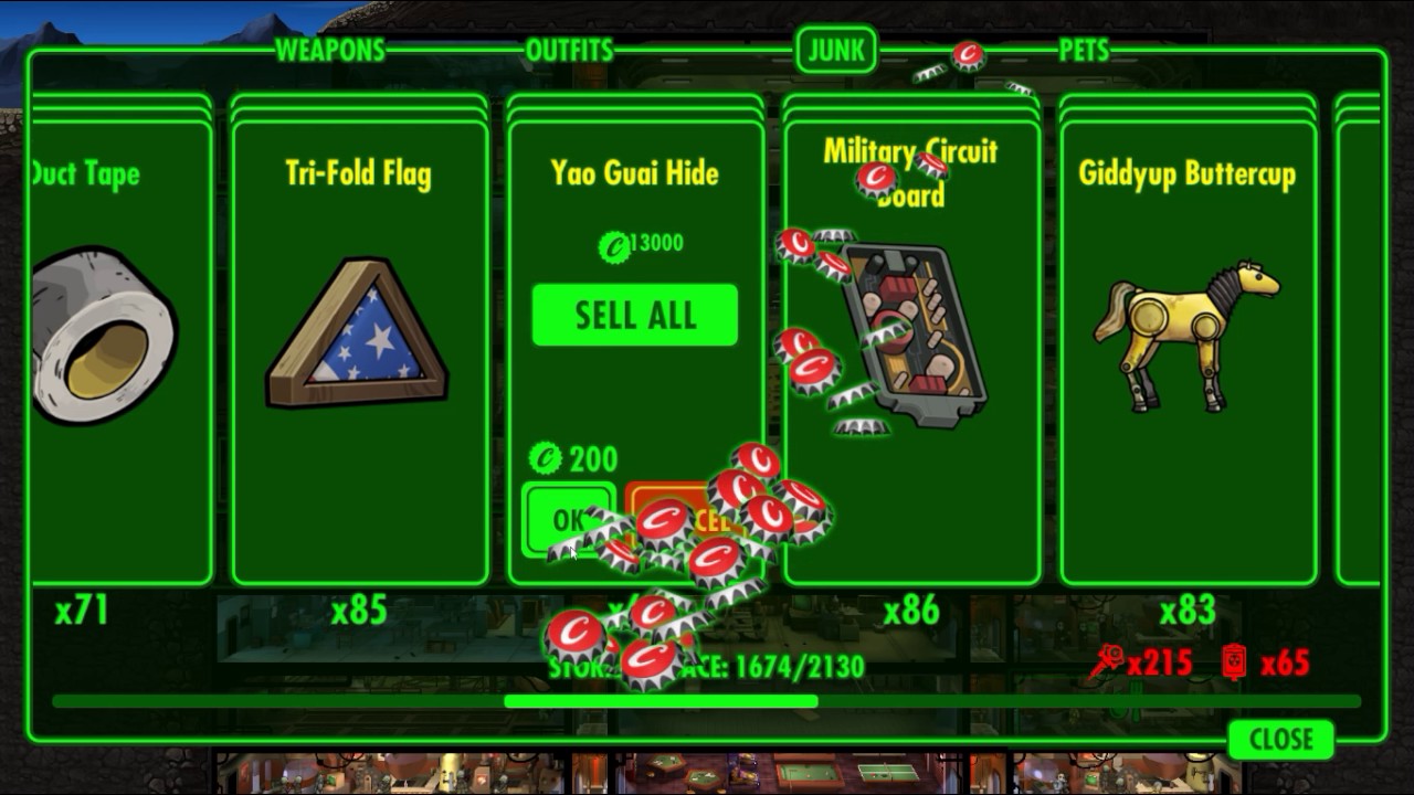 Selling Fallout Shelter items quickly with a mouse macro