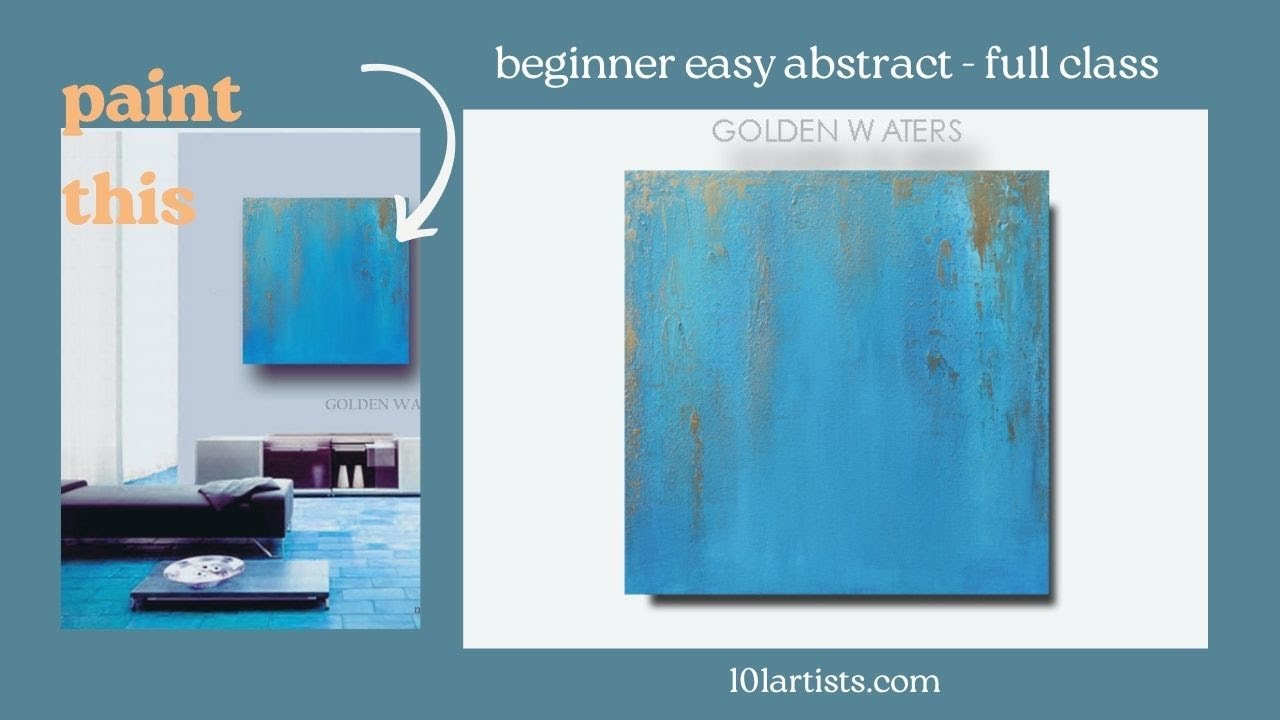 BEGINNER ABSTRACT ART TUTORIAL - FULL CLASS - GOLDEN WATERS - Easy DIY #beginnerart #arttutorials