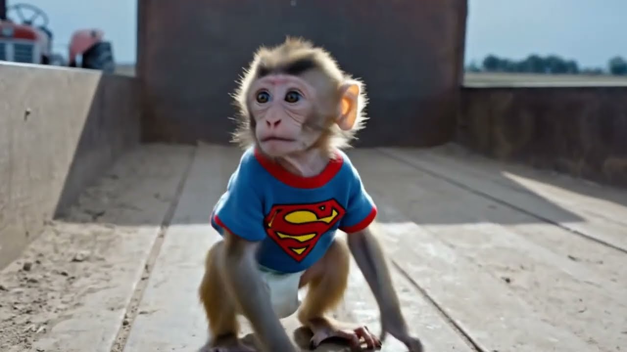 Monkey Farmer Drives a Tractor to Harvest Mangoes and Rescues a Hippo Stuck in the Mud!
