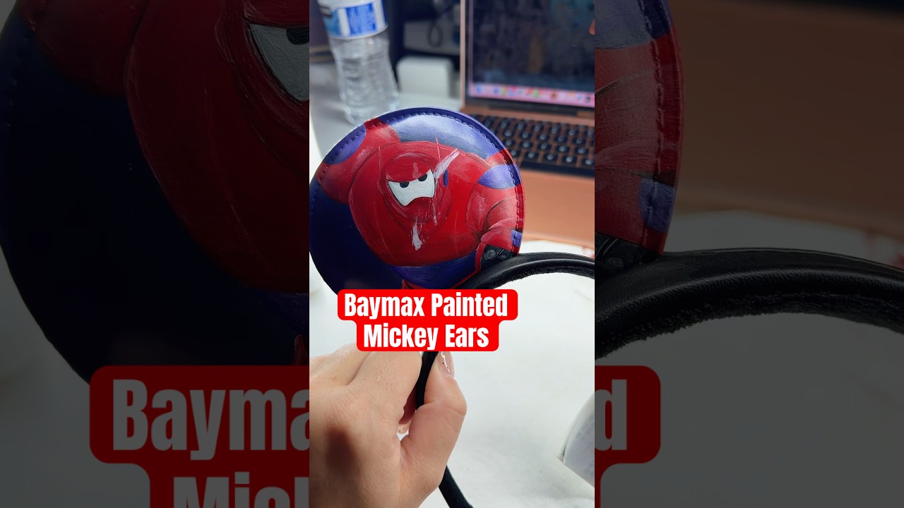 Watch me paint custom Baymax Mickey Ears 🎨 #disneyartist #batmax #bighero6 #disney #customartist