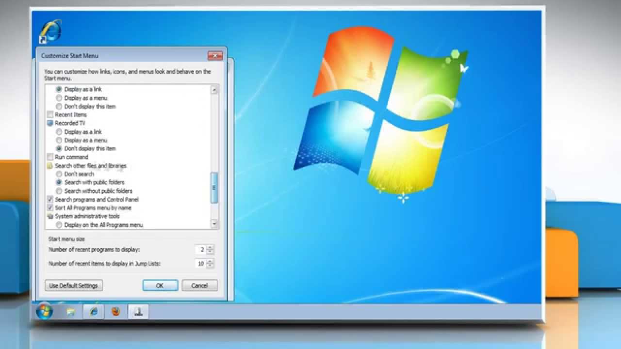 How to customize Start Menu in Windows&reg; 7