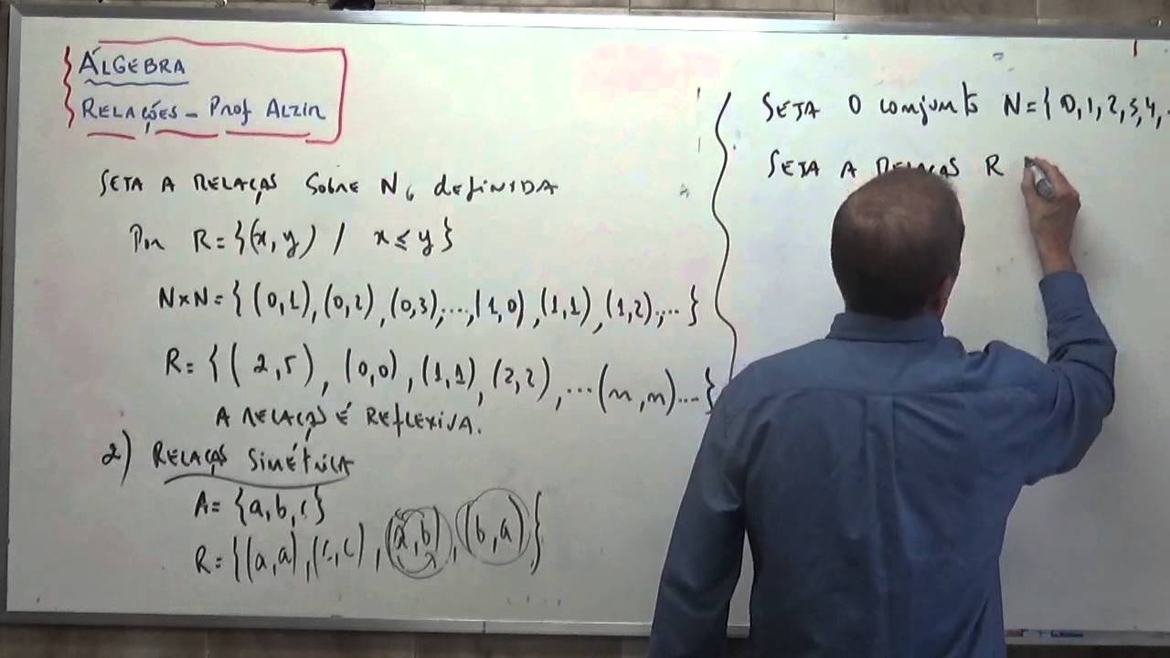 Aula do Prof. Alzir sobre relações e suas propriedades.
