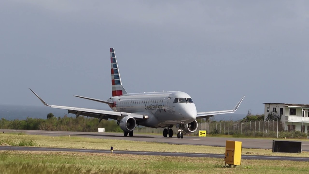 AMERICAN AIRLINES/Eagle Embraer 175 Inaugural flight to Anguilla (Landing)