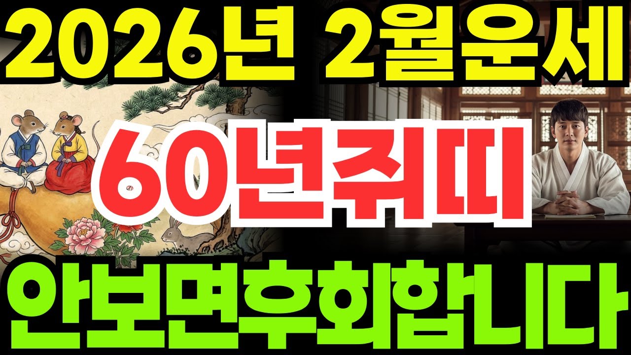 [60년쥐띠26년2월운세]안보면100%후회하는1960년경자생쥐띠26년2월운세
