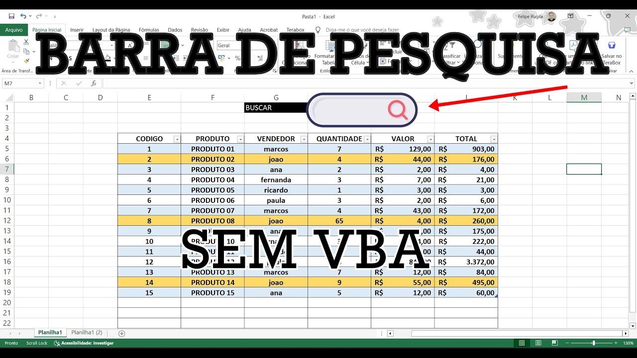Como criar Barra de Pesquisa Sem VBA No Excel (Fácil & Rápido)