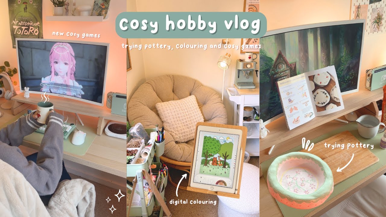 Cozy Hobby Vlog ✨┃trying pottery, colouring & cozy games