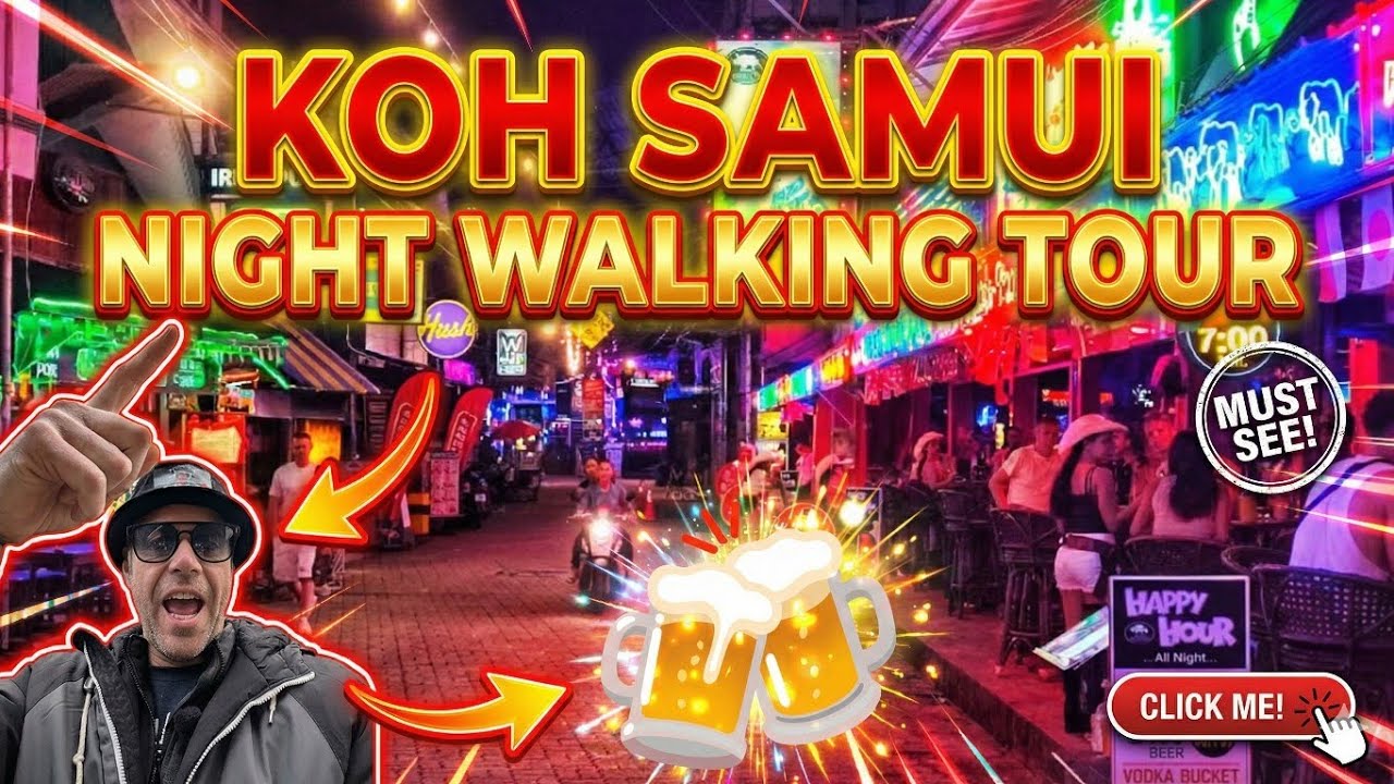 🌴 Koh Samui: Night Market Chaweng Walking Tour 🇹🇭 4K