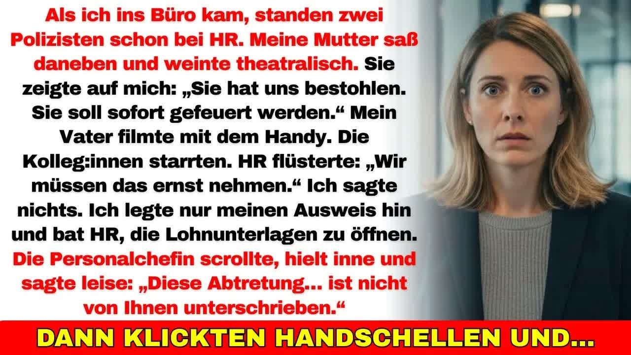Bei der Arbeit wartete die Polizei… meine Eltern wollten mich als „Diebin“ ruinieren—vor HR…
