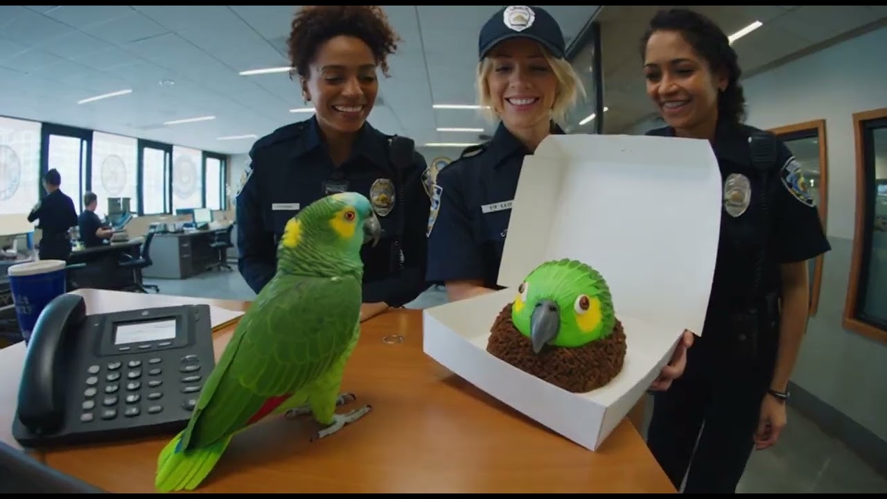 This Talking Parrot Took Over a Police Station 😂🦜🚓#TalkingParrot #FunnyParrot #PoliceComedy