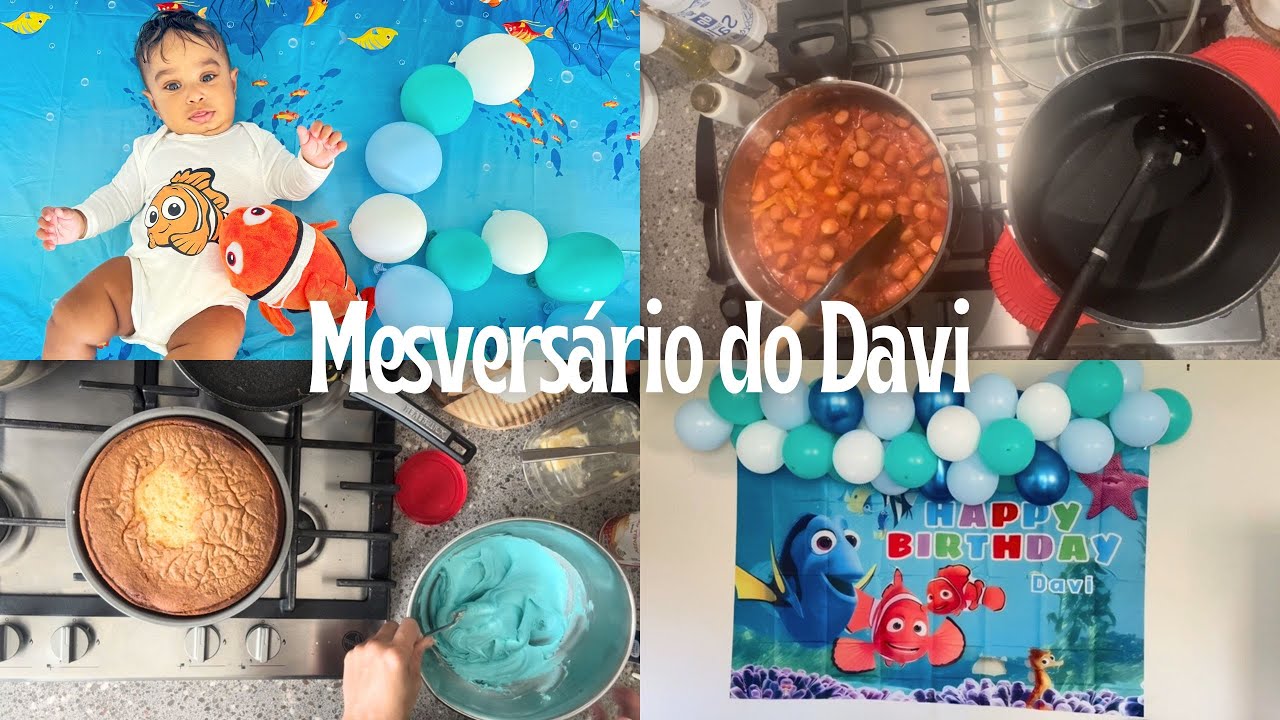 6 meses do Davi | Preparativos do Mesversário | Bolo confeitado e cachorro quente | Tema: Nemo