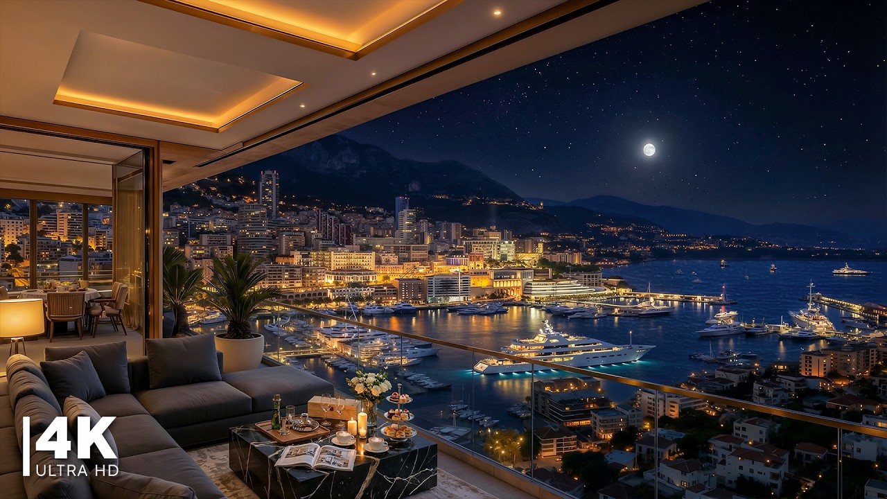 Smooth Night Jazz in a Luxury Monaco Apartment | Jazz Relaxing Music with Ocean View for Deep Sleep