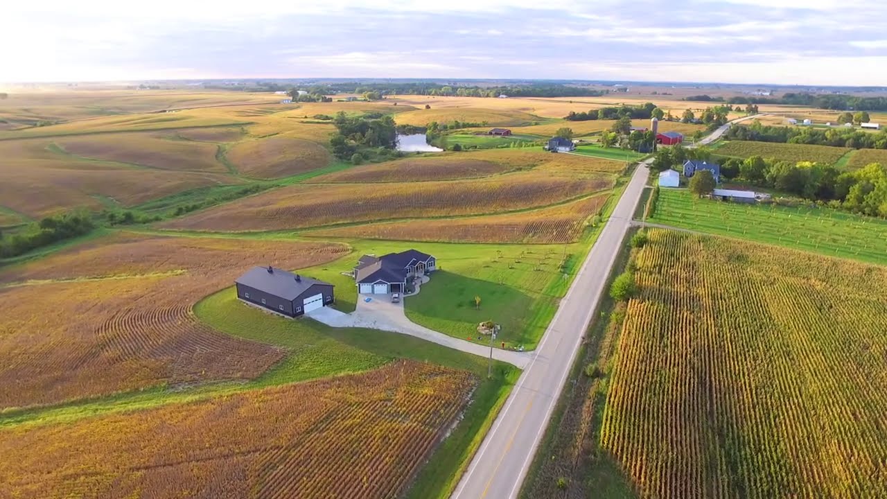 Late afternoon flight over Iowa