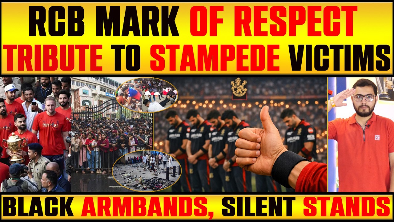RCB PAYS TRIBUTE TO STAMPEDE VICTIMS WITH BLACK ARMBANDS AND A MOMENT OF SILENCE #rcb #fans #ipl2026