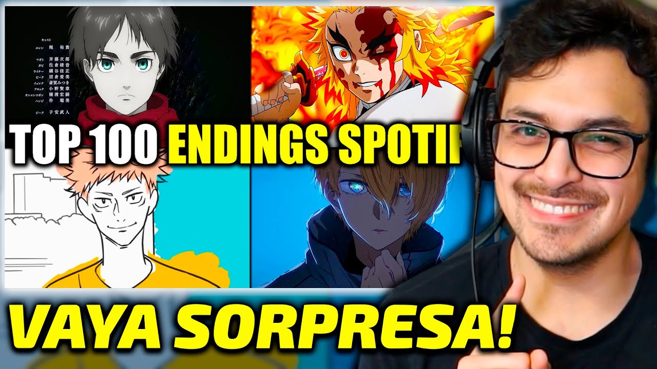 MEJORES QUE LOS OPENINGS?🤨 | GIORGINO REACCIONA A LOS 100 ENDINGS DE ANIME MÁS ESCUCHADOS DE SPOTIFY