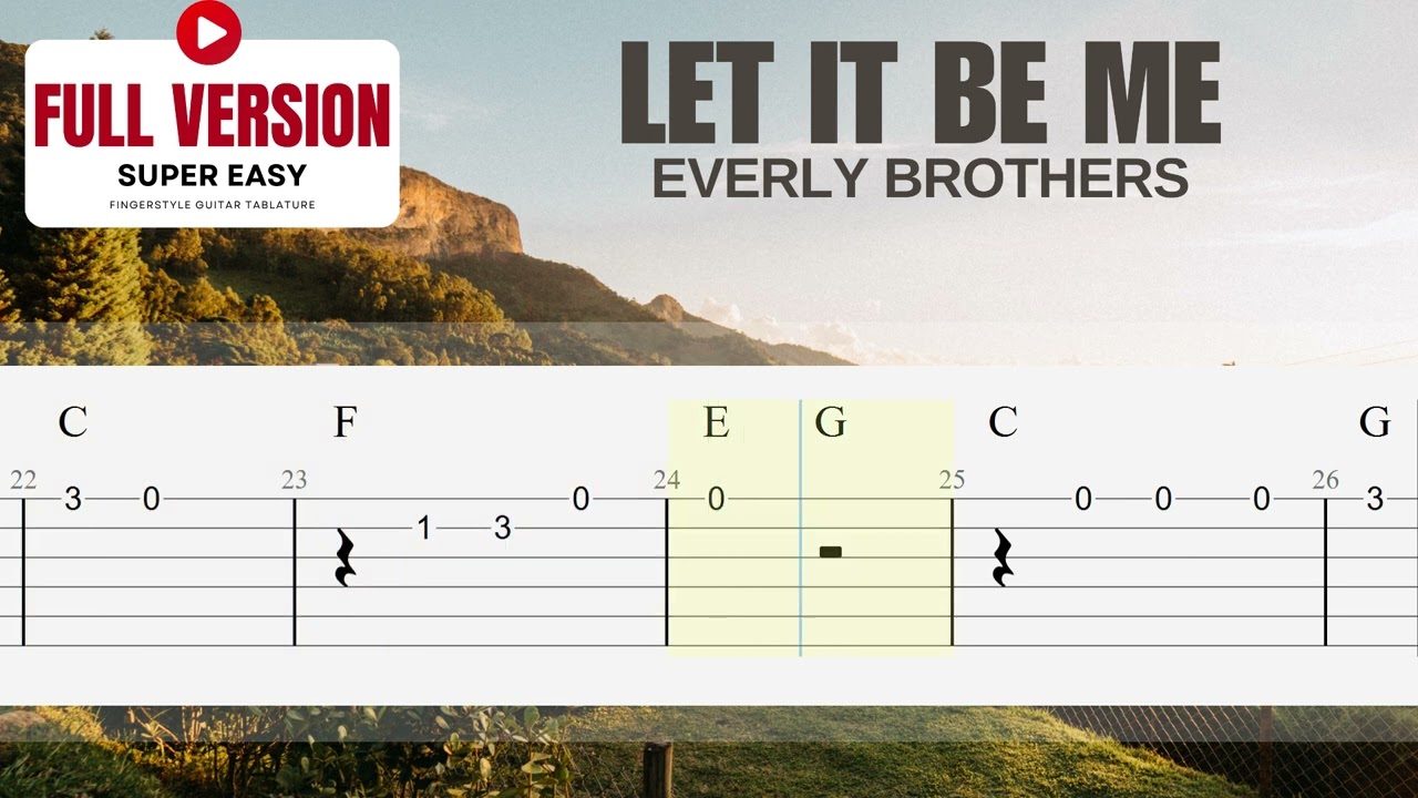 Let It Be Me ~ Everly Brothers ~ Super Easy Fingerstyle Guitar TAB
