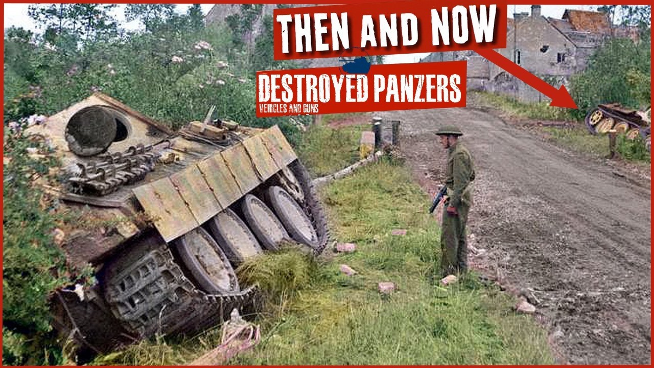 Amazing rare footage of Destroyed Wrecks and  Panzer Then and Now