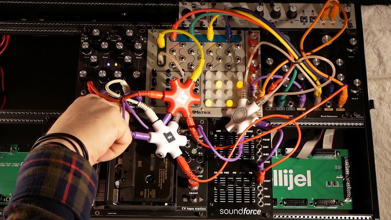 Keeping industrial into eurorack harsh noise with Ritual Electronics modules, radio noise and tape.