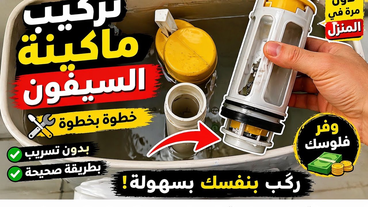 تركيب مكنة السيفون اول مره في المنزل