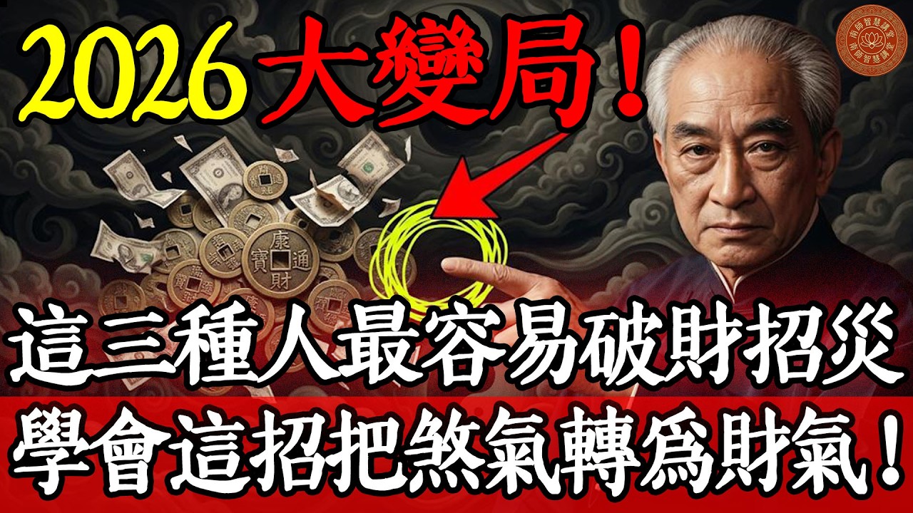 【南師預警】2026 年逢大變局！這三種人今年最容易破財招災，現在學會這招，把煞氣轉為財氣！#南懷瑾智慧 #2026丙午年 #大變局 #國學大師 #轉煞為財 #修行 #風水 #財富真相
