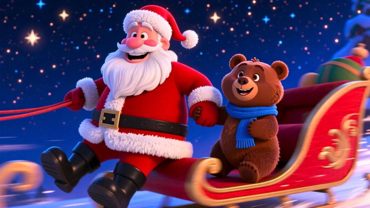 Santa Sleigh With Baby 🎅🧸 Fun Christmas Kids Song to Learn ABCs, Numbers, and Colors