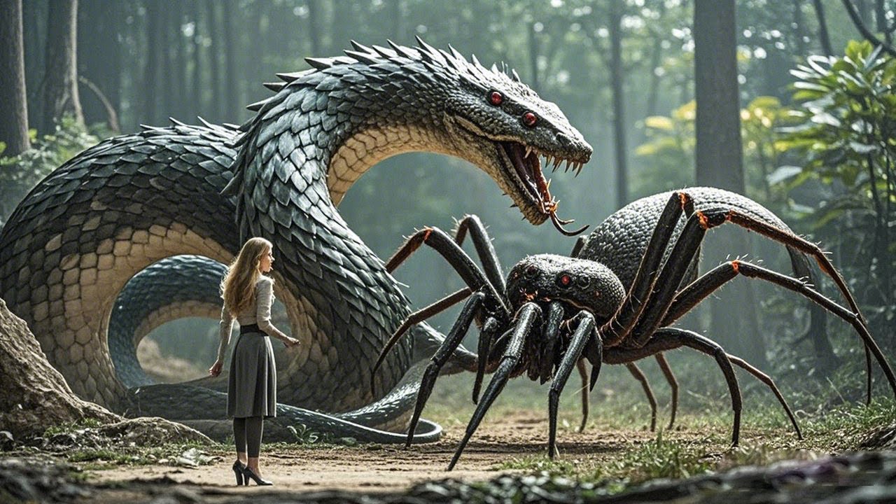 【怪獸電影】變異巨蛛VS史前巨蟒！女人躲在一旁嚇壞了！【狂暴魔蛛 Crazy Spider】丨驚悚 冒險 災難 #奇妙影视馆
