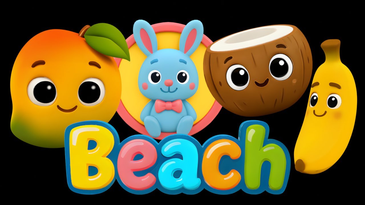 Calm Bunny Beach &ndash; Dancing Coconut, Banana & Mango | Baby Sensory Animation