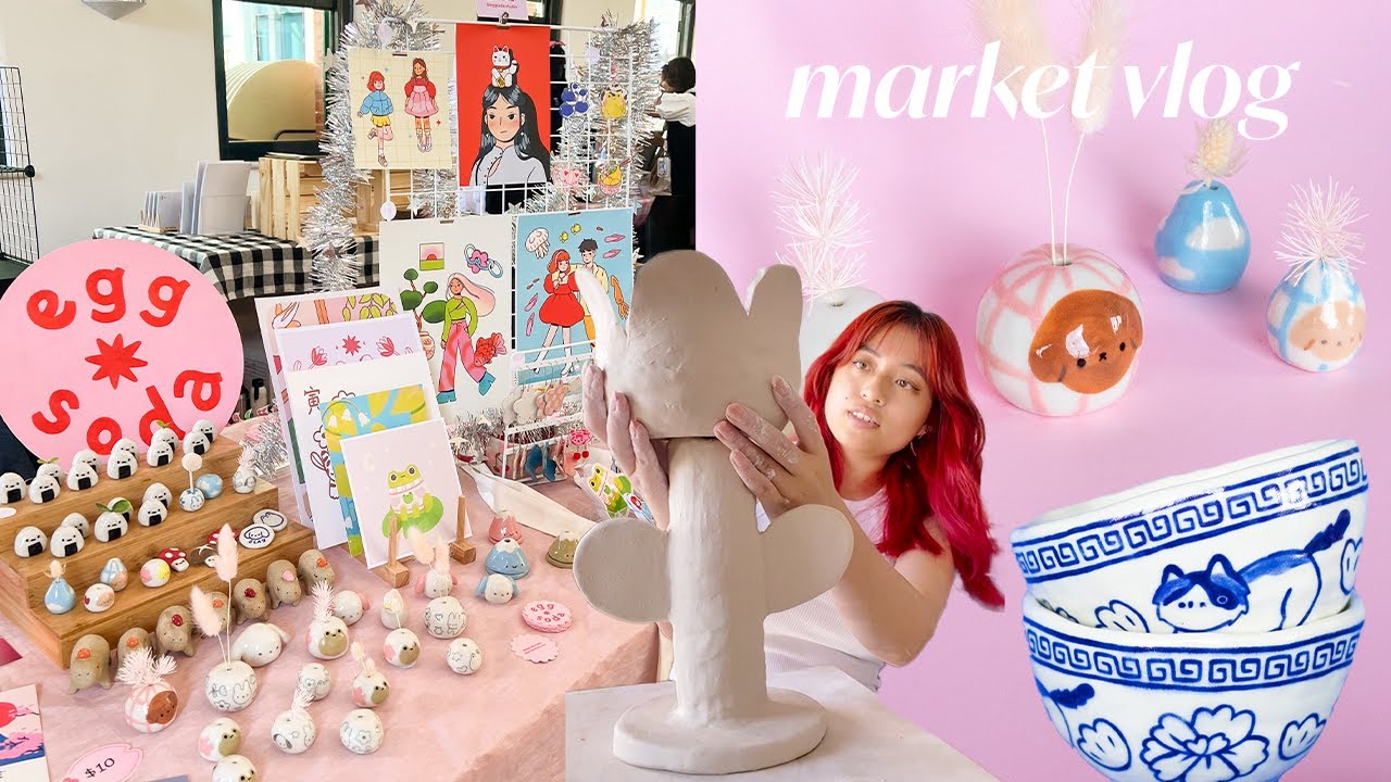 making ceramics for my art market ✿ studio vlog