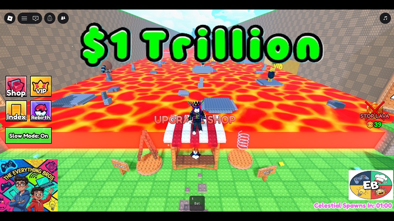 First to get 1 Trillion Dollars in Survive Lava For Brainrots WINS!