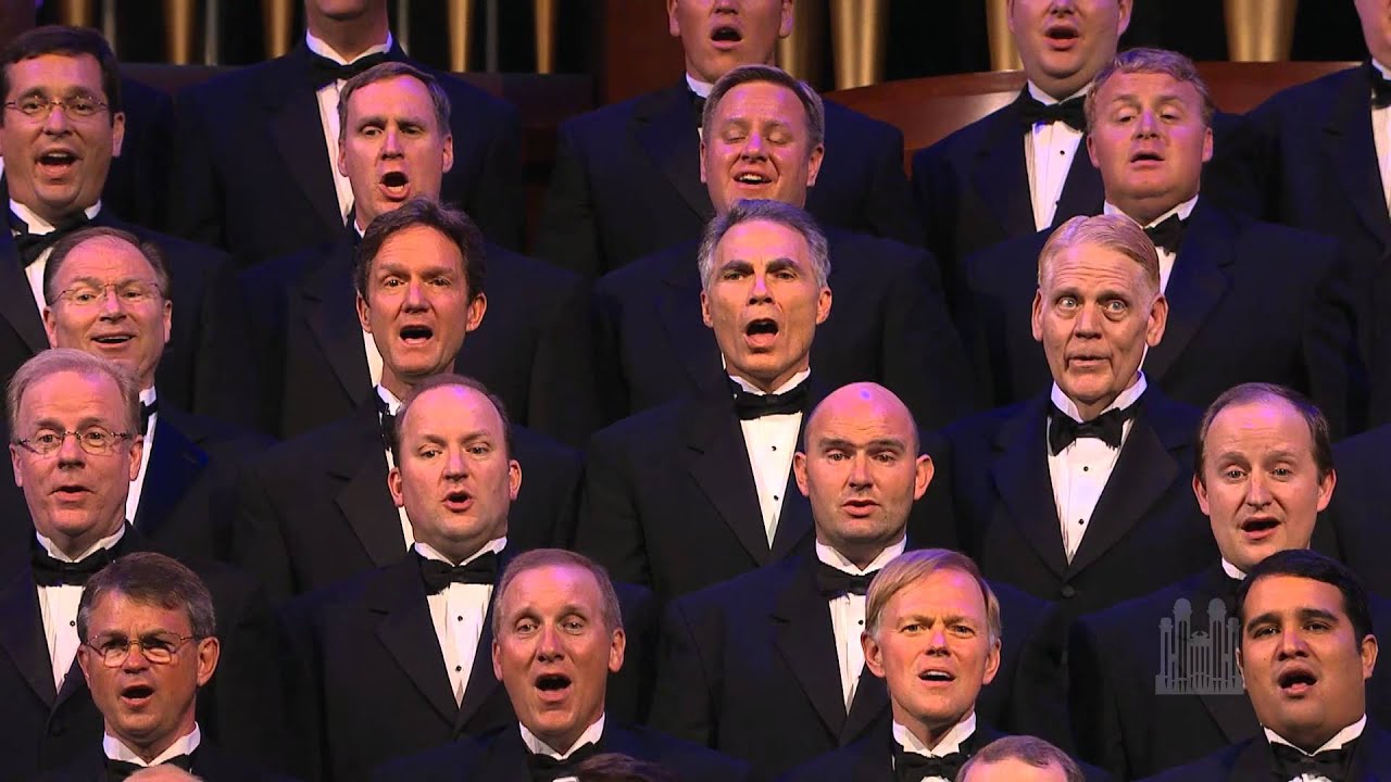 Men of the Mormon Tabernacle Choir sing 