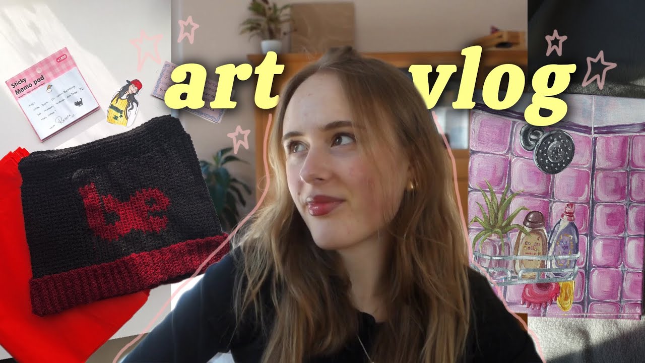 small artist vlog ✿💫 packing orders + art school portfolio & painting
