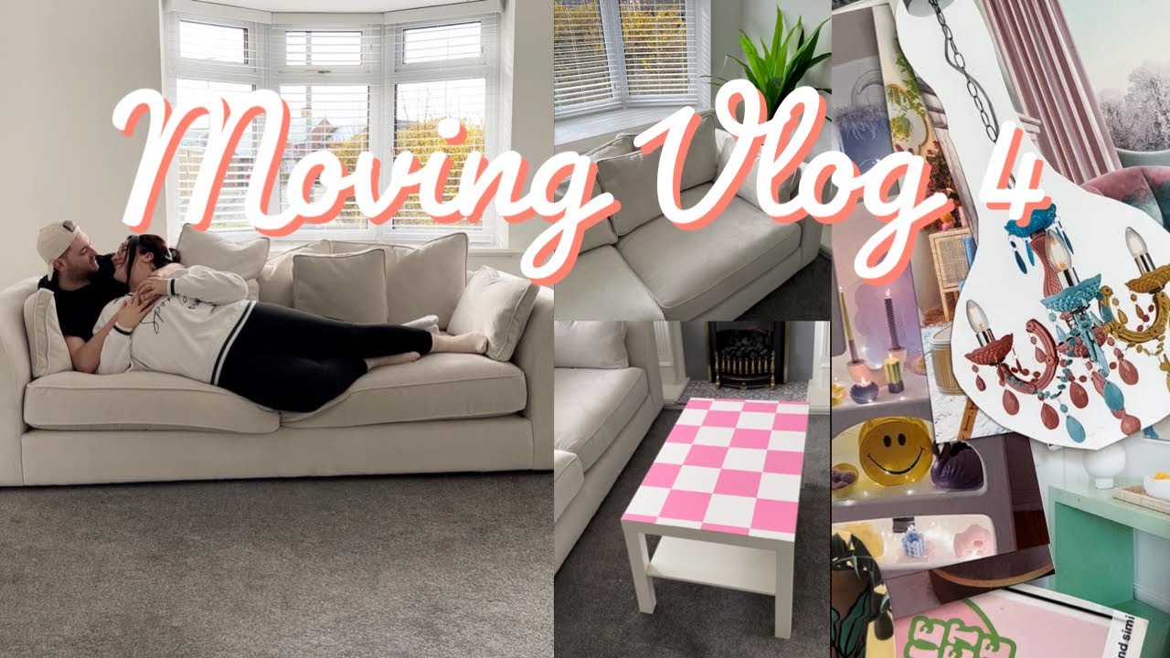 Moving Vlog 4 🏡 - unboxing the new sofa, living room mood board & diy checkered table!